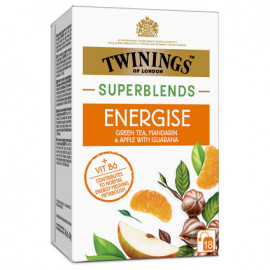 Twinings Superblends Energise , Зелен чай, мандарина и ябълка с гуарана 18 х 2 г